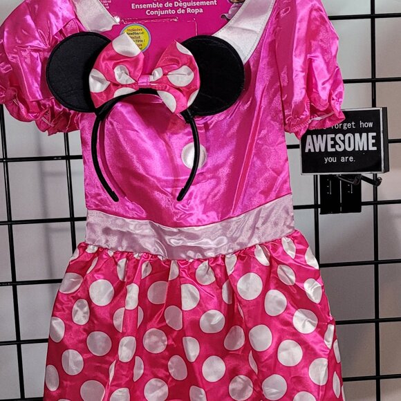 Disney Minnie Mouse Dress-Up Set - Pink Polka Dot Costume with Ears & Bow - Picture 1 of 7